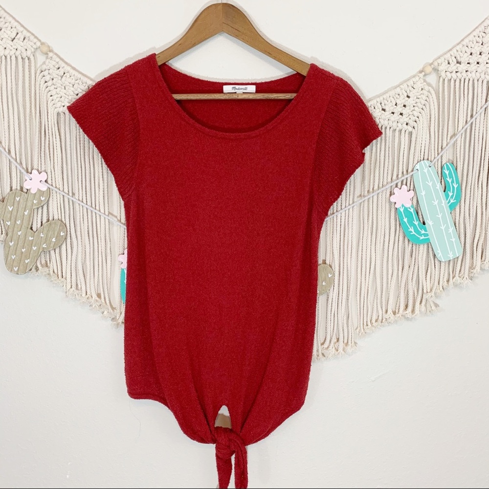 Madewell Marin Red Tie Front Sweater Tee